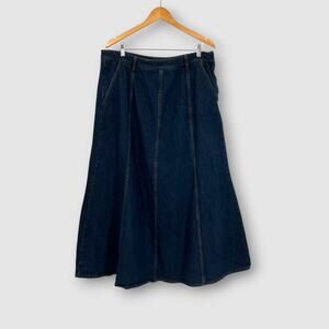 Banana Republic Flared Dark Wash Denim Maxi Skirt Size 18